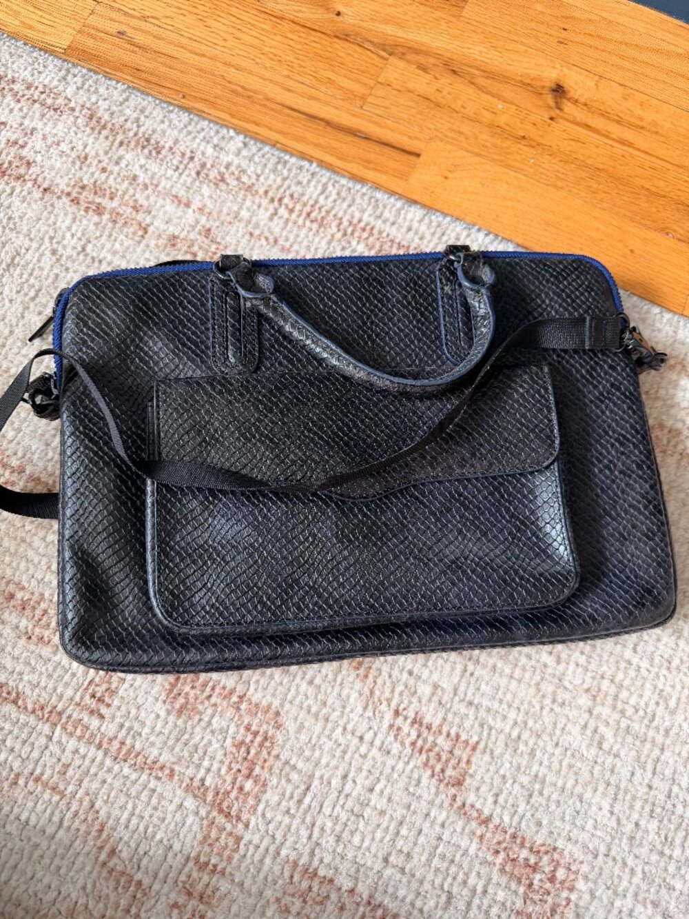 Rebecca Minkoff Purple Snakeskin Leather Laptop Bag
